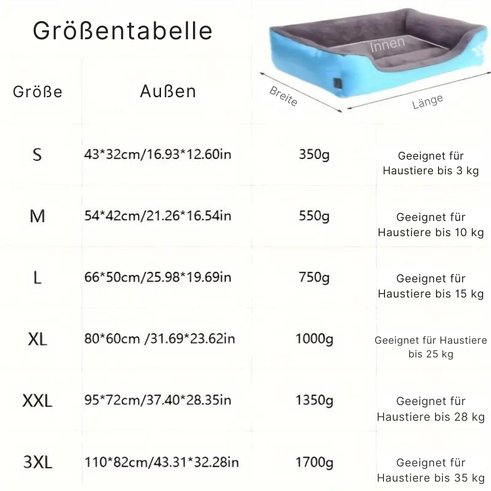 Rechteckiges Waschbares Haustierbett ComfortPaw