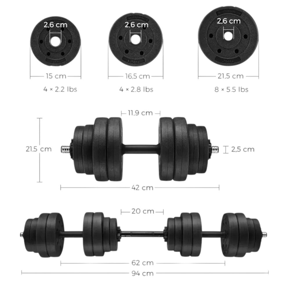 PowerMax Verstellbare Hanteln Unisex 20/30kg Praktisch und Langlebig