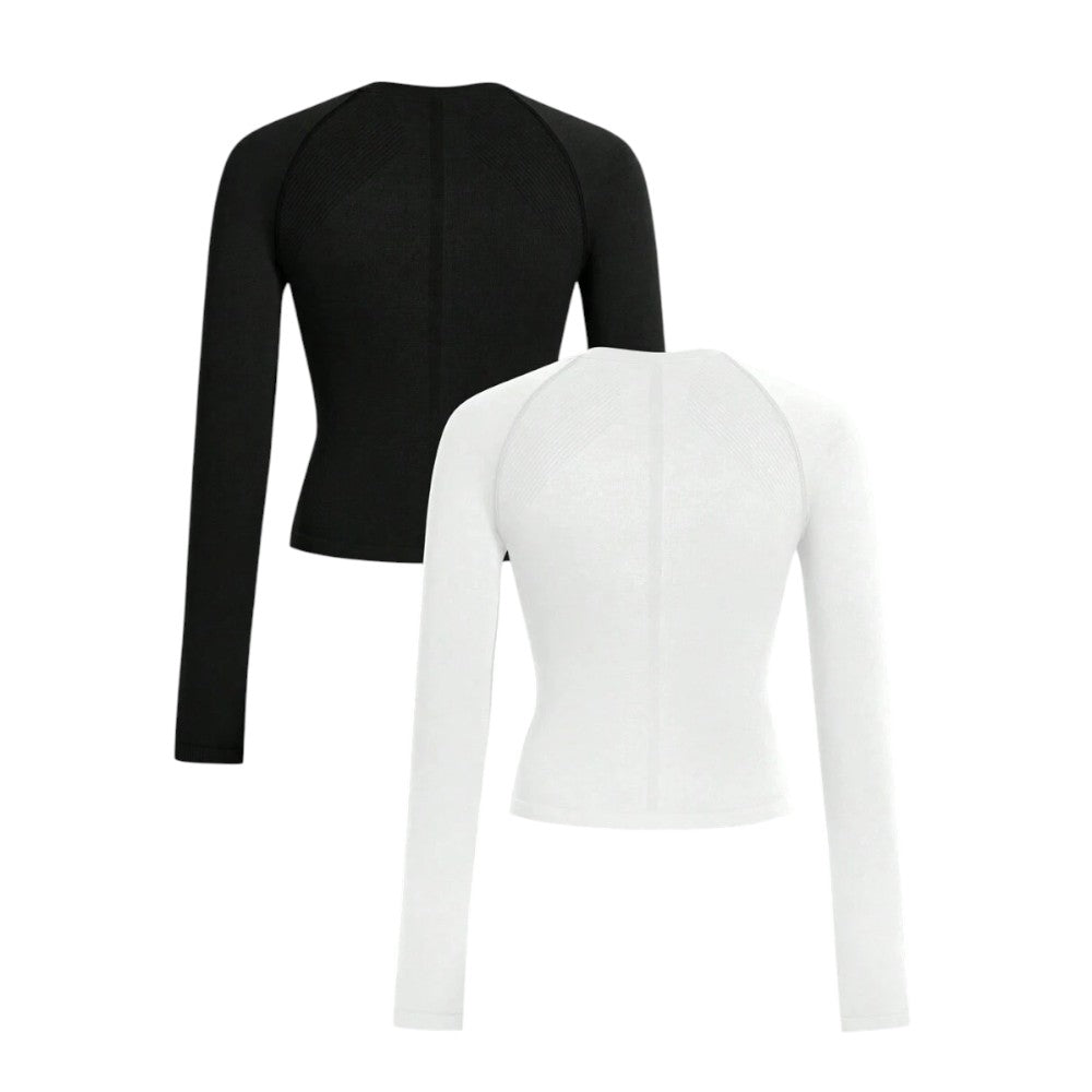 PowerFit Pack 2 Damen Sport T Shirts Nahtlos Rundhals Raglan Ärmel Elegant und Bequem