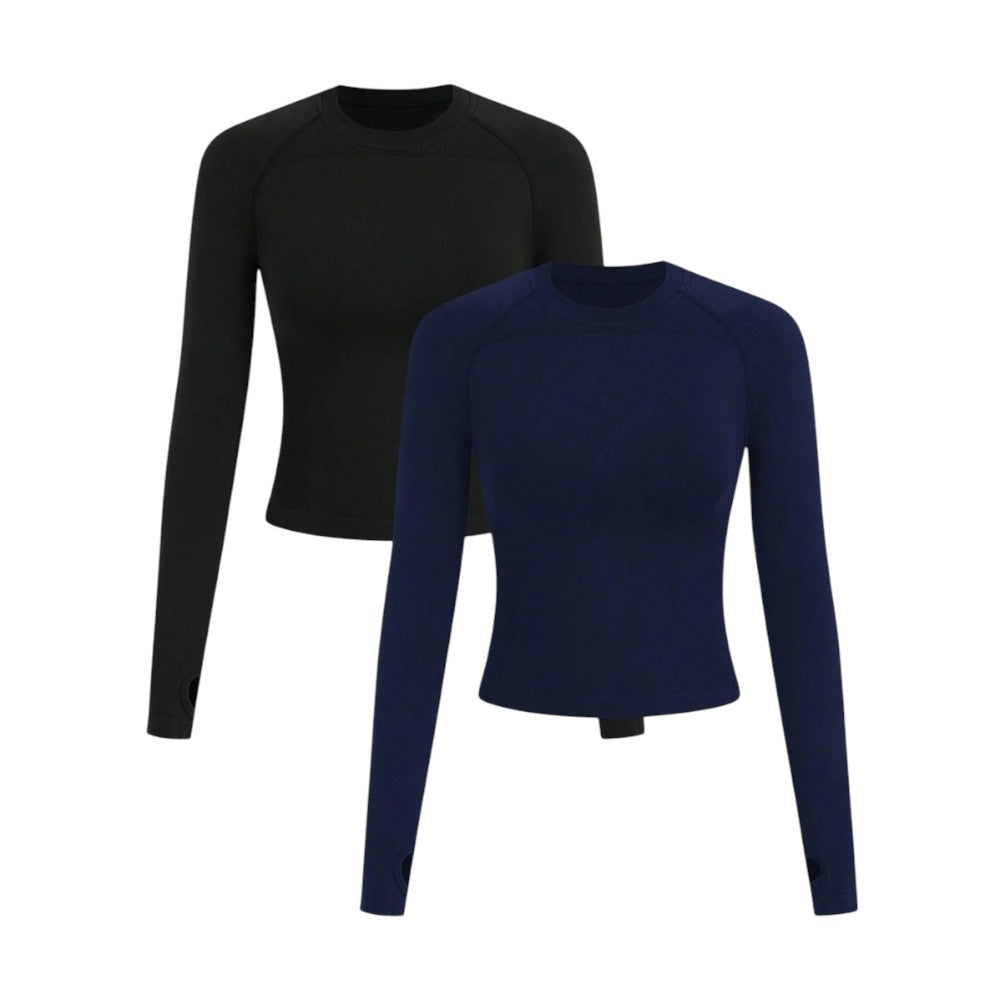 PowerFit Pack 2 Damen Sport T Shirts Nahtlos Rundhals Raglan Ärmel Elegant und Bequem