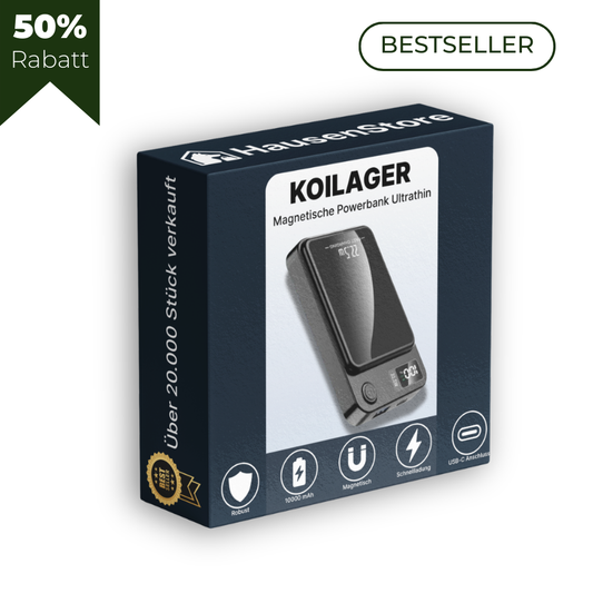 KOILAGER® Magnetische Powerbank 10000mAh Ultradünn 22,5W Schnellladung Wireless LED