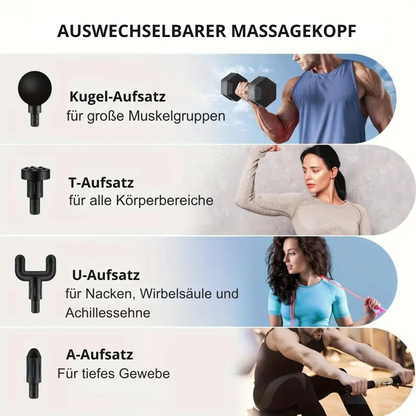 Elektrische Faszien-Massagepistole Tragbar mit LED-Touchscreen und 4 Austauschbaren Köpfen für Körperentspannung