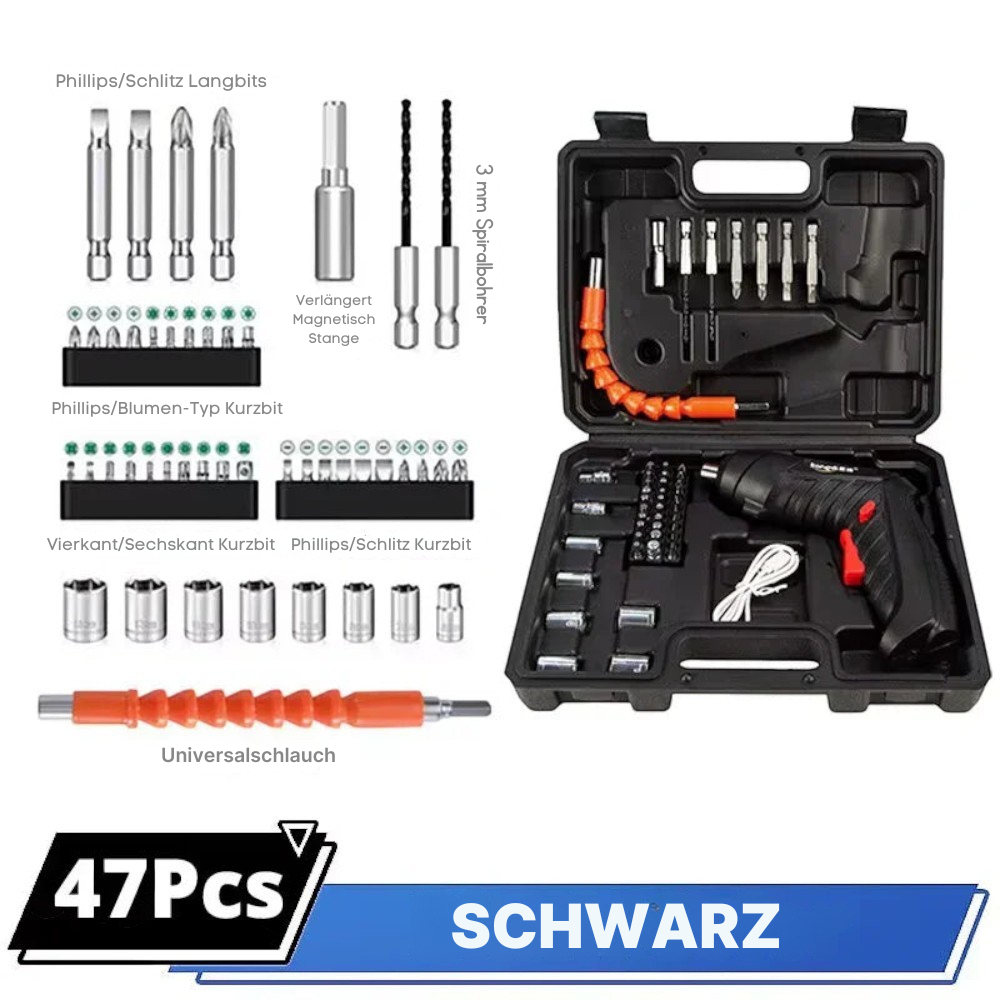 Tragbares Elektro-Werkzeugset 4,2V — Mini-Bohrmaschine und kabelloser Schraubendreher