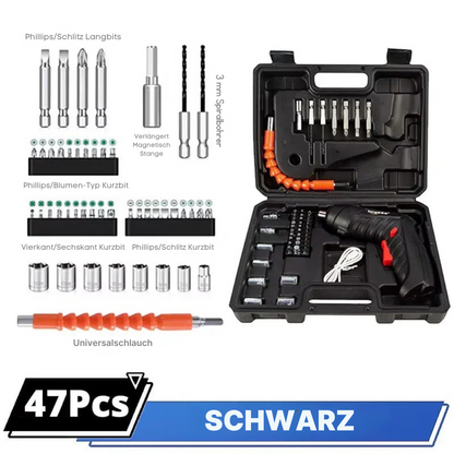 Tragbares Elektro-Werkzeugset 4,2V — Mini-Bohrmaschine und kabelloser Schraubendreher