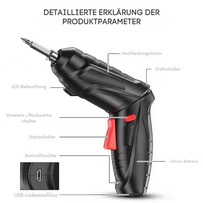 Tragbares Elektro-Werkzeugset 4,2V — Mini-Bohrmaschine und kabelloser Schraubendreher