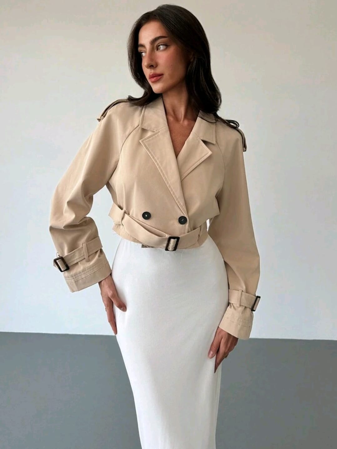 Urban Élégance Damen Trenchcoat Cropped