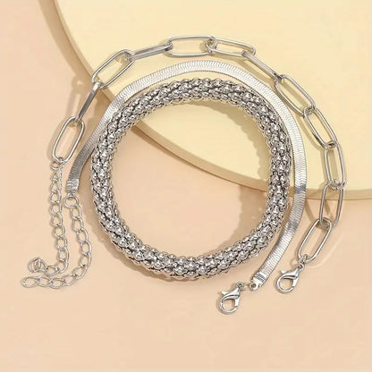 Set 3 Vintage Damenarmbänder Mehrlagig Gold mit Schlangenkette — Zahlen Sie 2, Erhalten Sie 3