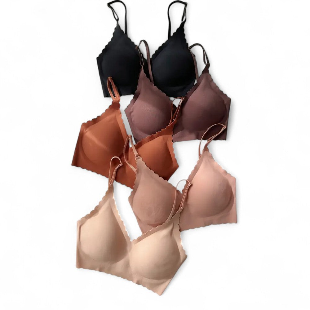 5er Set Lumea Damen Nahtlos T-Shirt BH Baumwolle Alltag