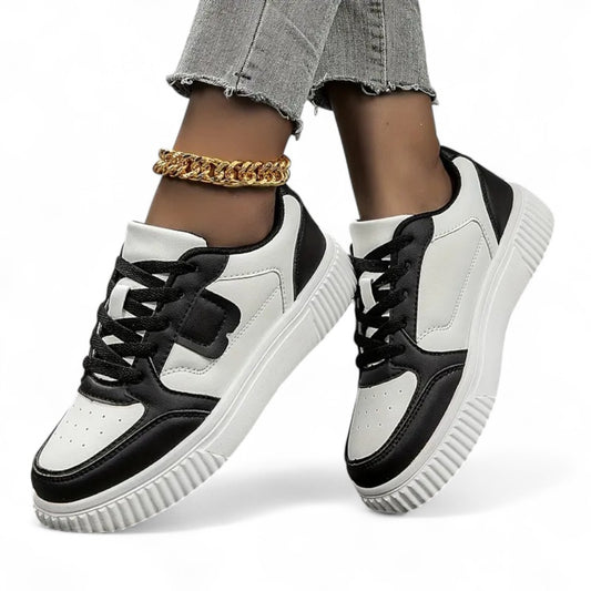 Aurora Chic Damen Sneaker Mesh Leicht Dicke Sohle Bequem und Elegant
