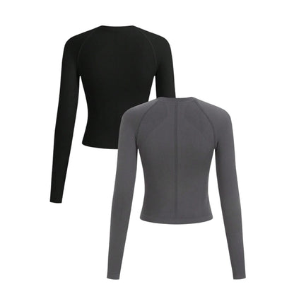 PowerFit Pack 2 Damen Sport T Shirts Nahtlos Rundhals Raglan Ärmel Elegant und Bequem