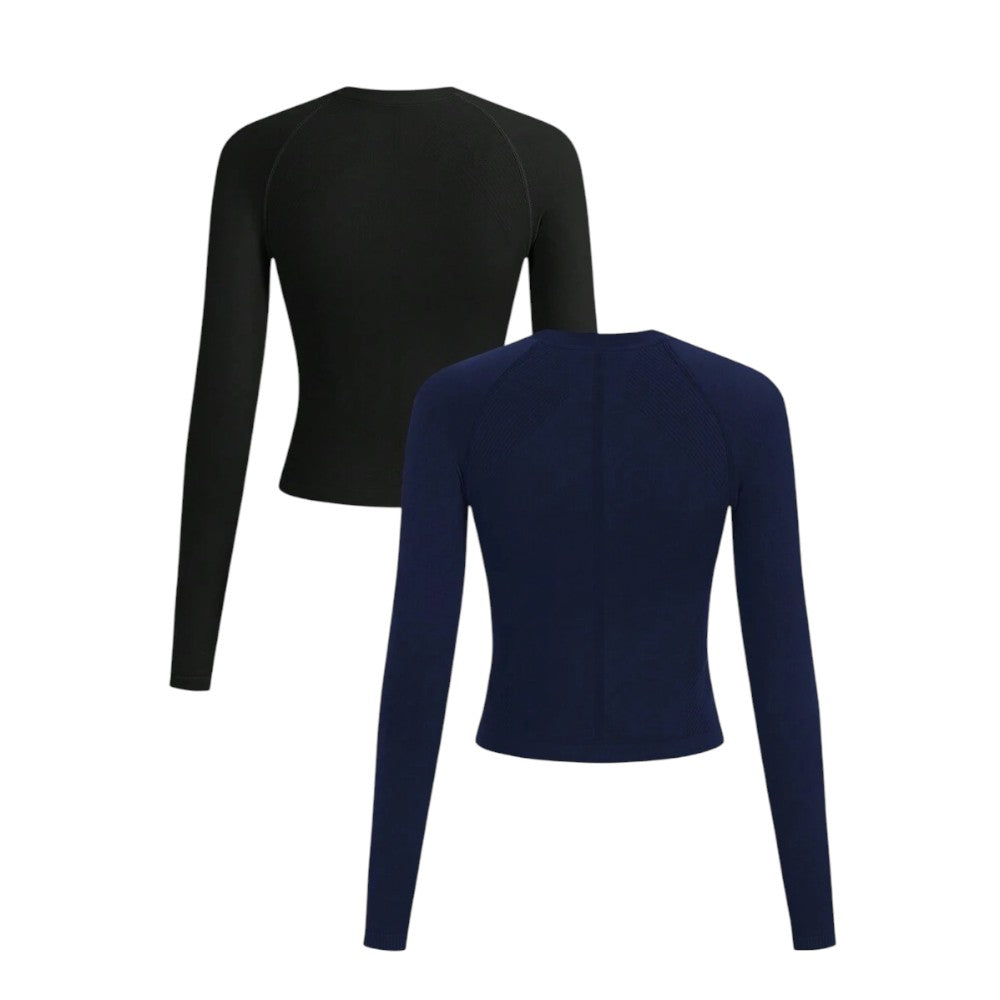PowerFit Pack 2 Damen Sport T Shirts Nahtlos Rundhals Raglan Ärmel Elegant und Bequem